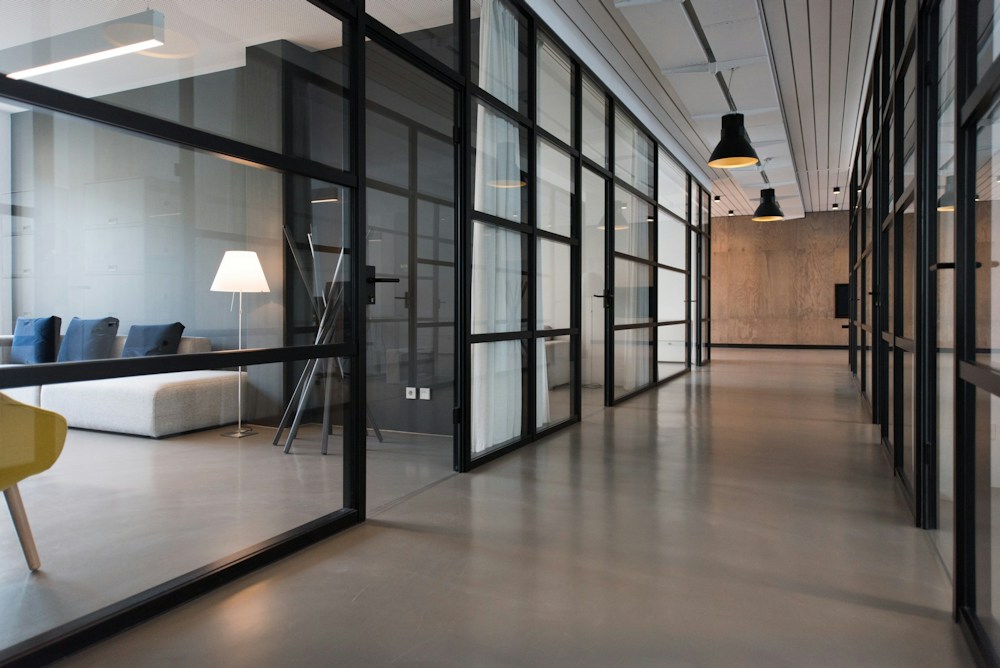 Modern commercial building with a glass facade